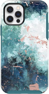 OtterBox Symmetry Series iPhone 12 Pro Max - Seas The Day Blue Ocean Design, Apple Phonecase, Slim Fit, Raised Screen Bumper, Wireless Charging Compatible